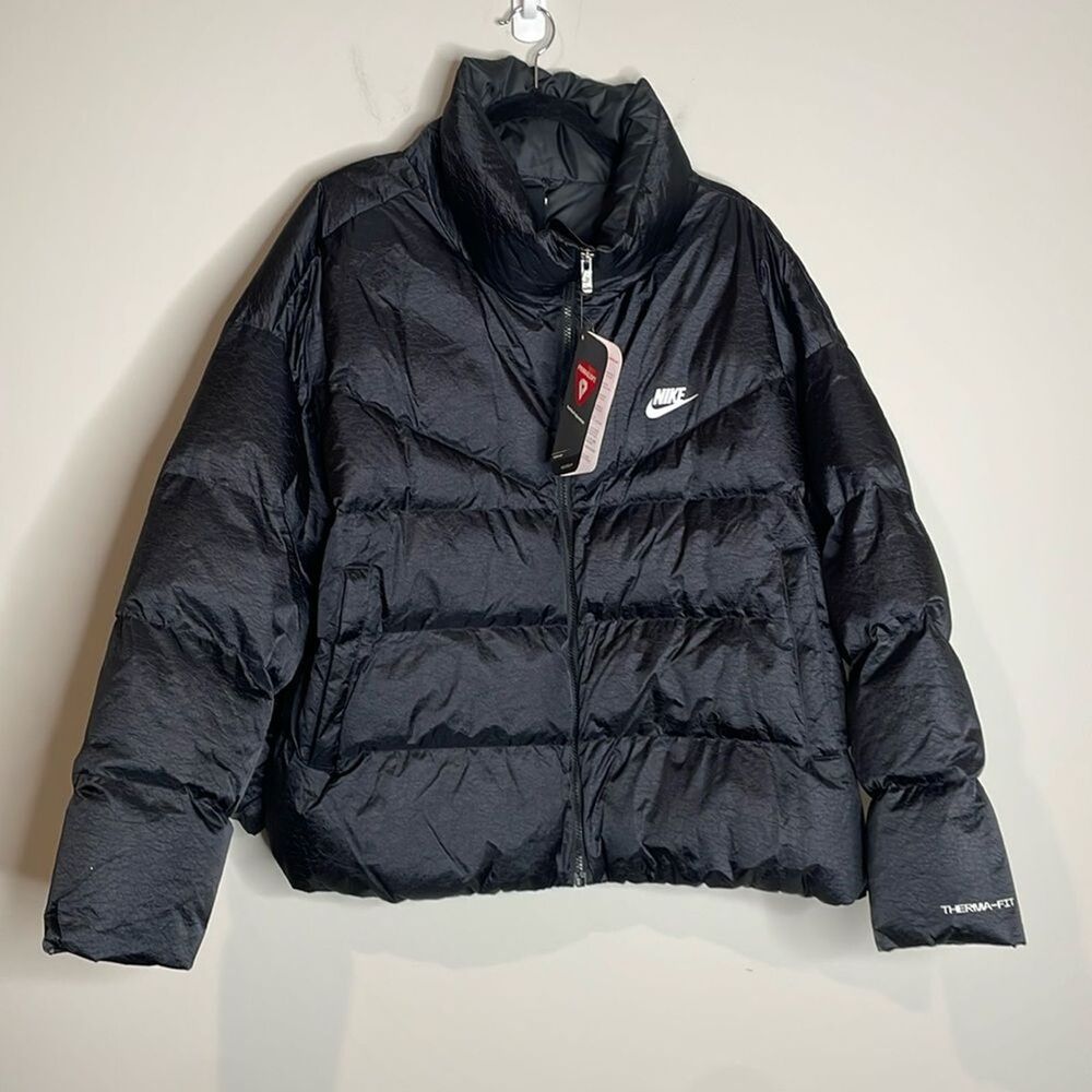 Nike Women’s Black Therma Fit Synthetic Fill Puffer Coat Size XXL NWT